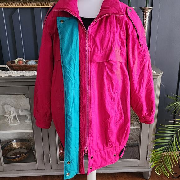 Vintage London Fog Neon Pink/Fuscia Parka Coat 16 Reg 80s 90s Ski Jacket - Picture 6 of 8